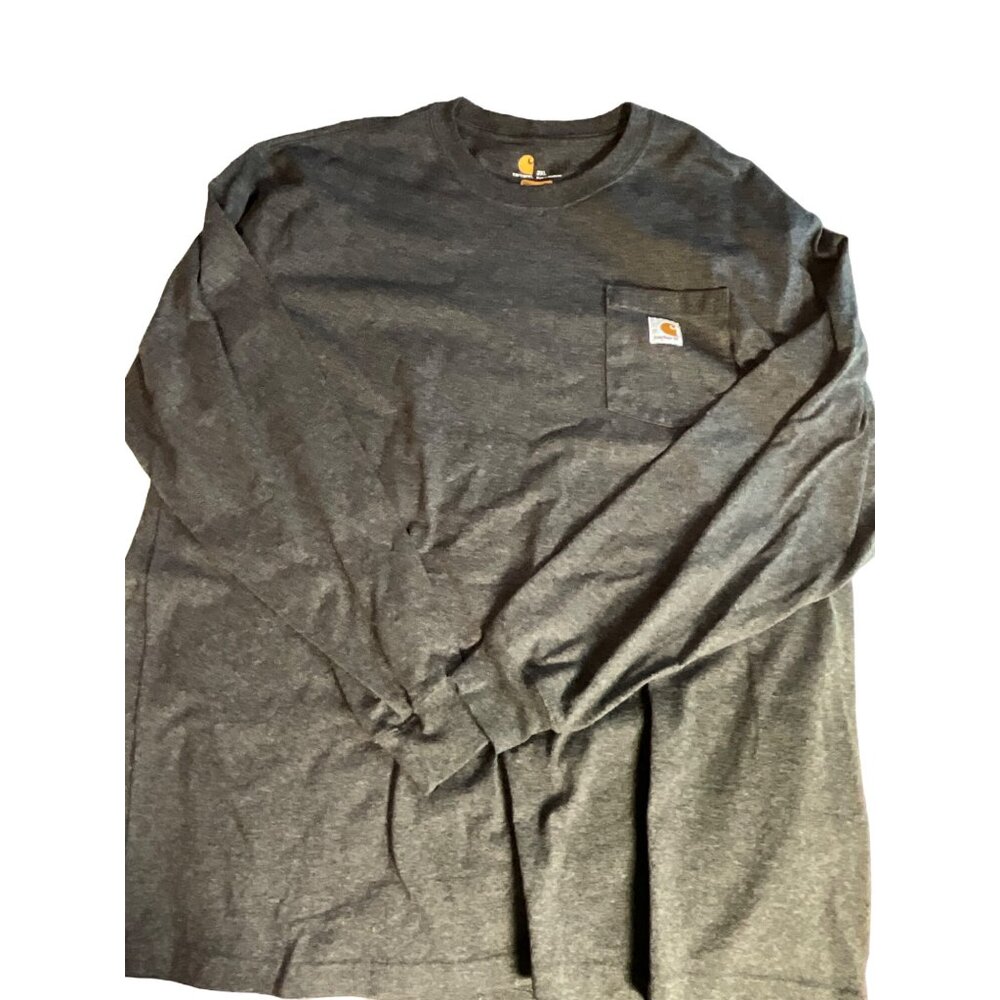 Carhartt Charcoal‎ Gray Long Sleeve T-shirt 2XL Original Fit Chest Pocket